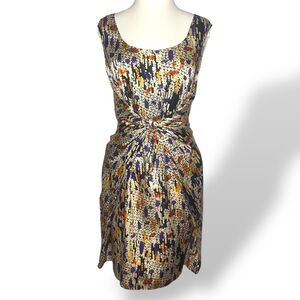 Cynthia Steffe Silk Cotton Satin Dress Women Size 8  Multicolor Ties in front